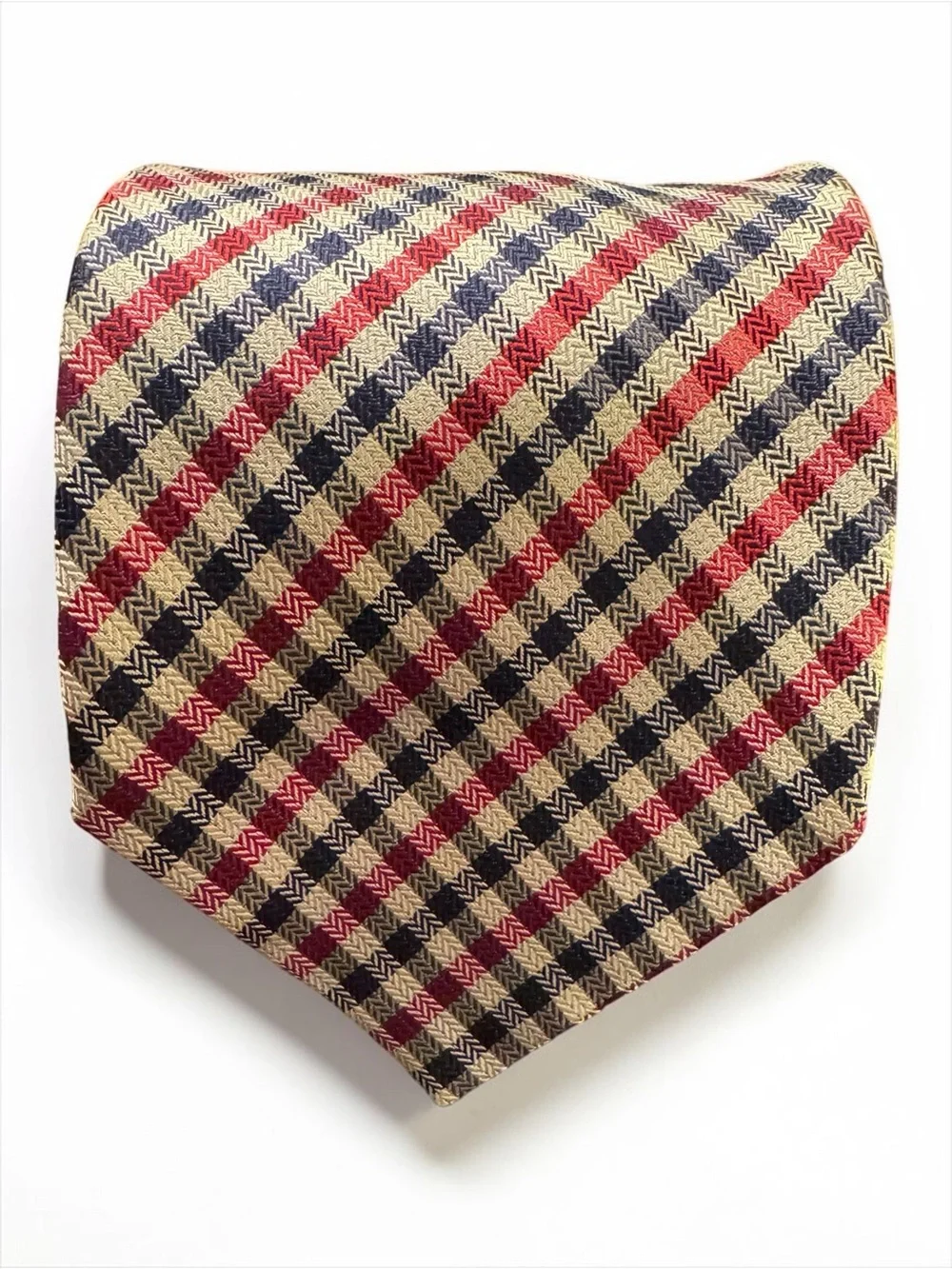 Burberry Silk Plaid Tie Red Blue